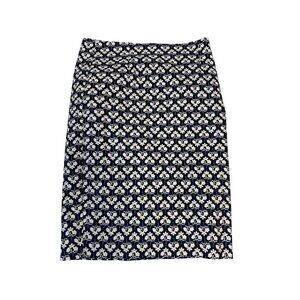 Boden Floral Pencil Skirt Navy & White Cotton Blend Size 14 L